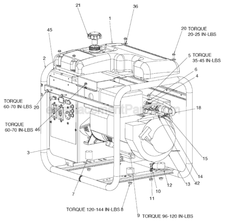 Page A Diagram and Parts List for H451CS-W Type 0 Porter Cable Generator
